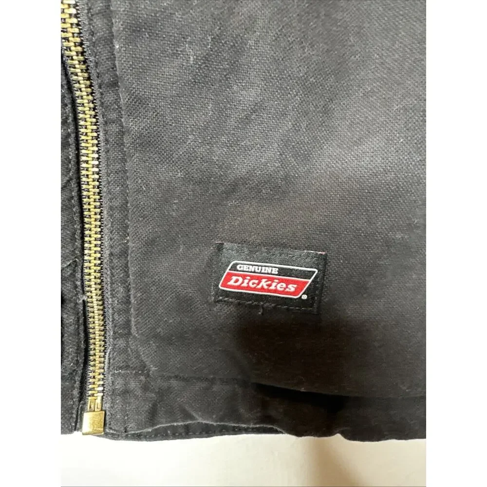Genuine Dickies Mens Sherpa Vest Jacket Full Zip Up 100% Cotton Pockets Black XL